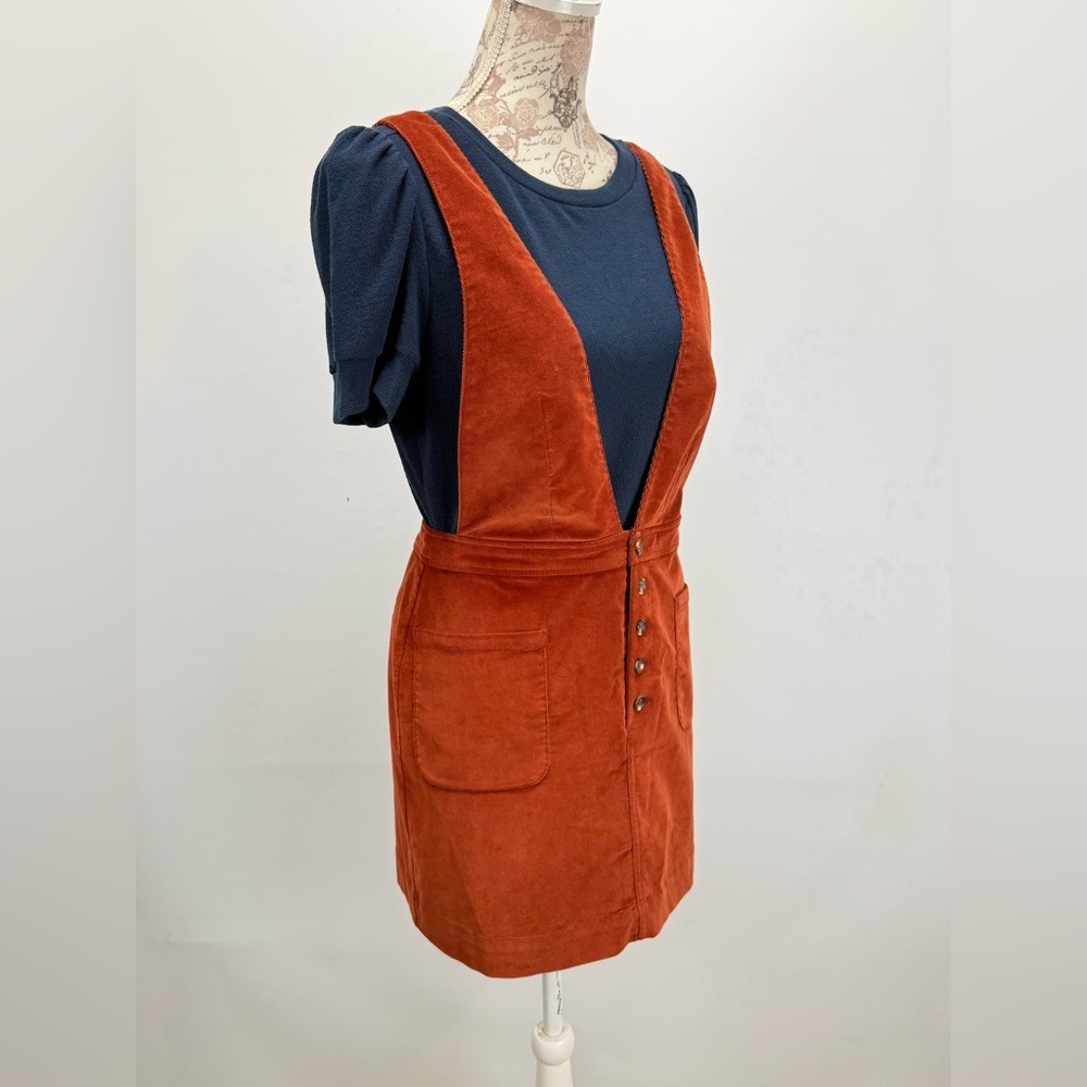 FREE PEOPLE Rust Brown corduroy Old School Love jumper Dress size 4 - Picture 9 of 14